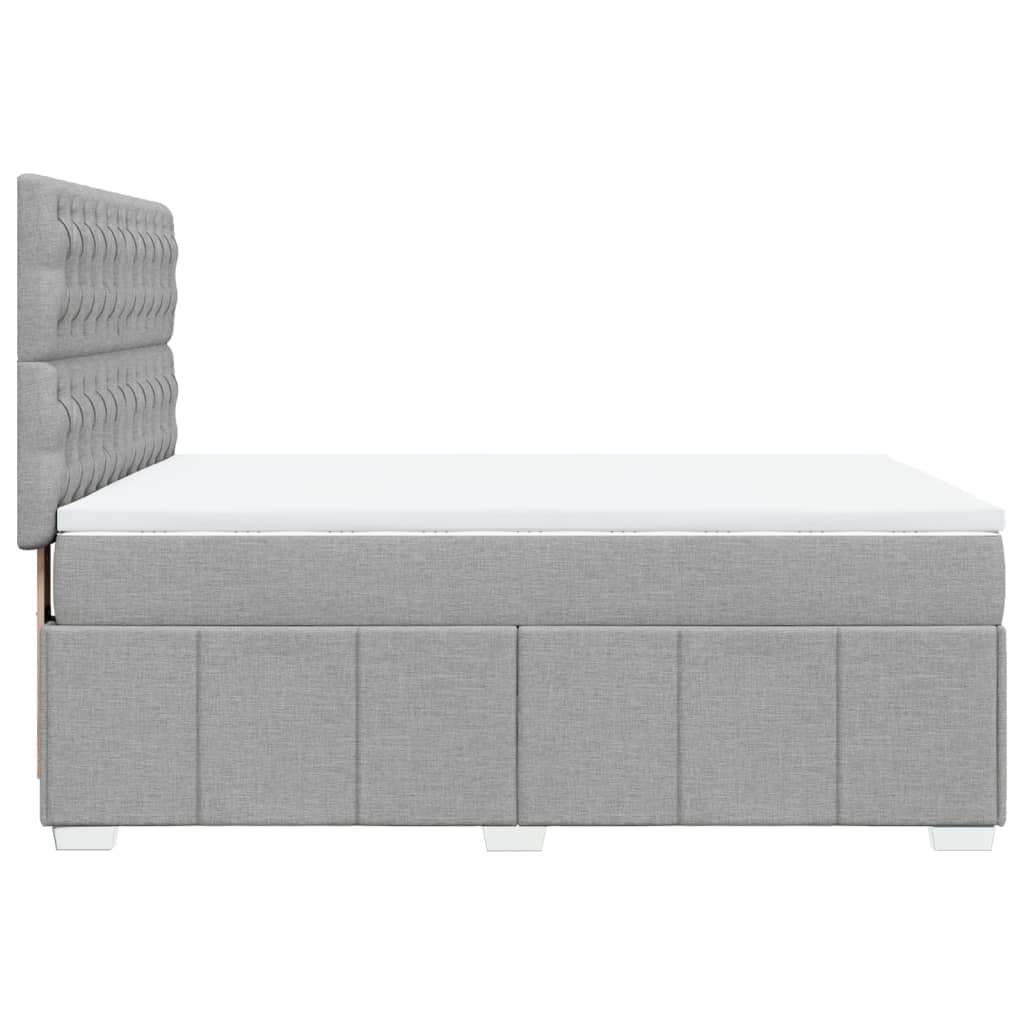 Box Spring Bed with Mattress Light Grey 140 X 190 Cm Fabric