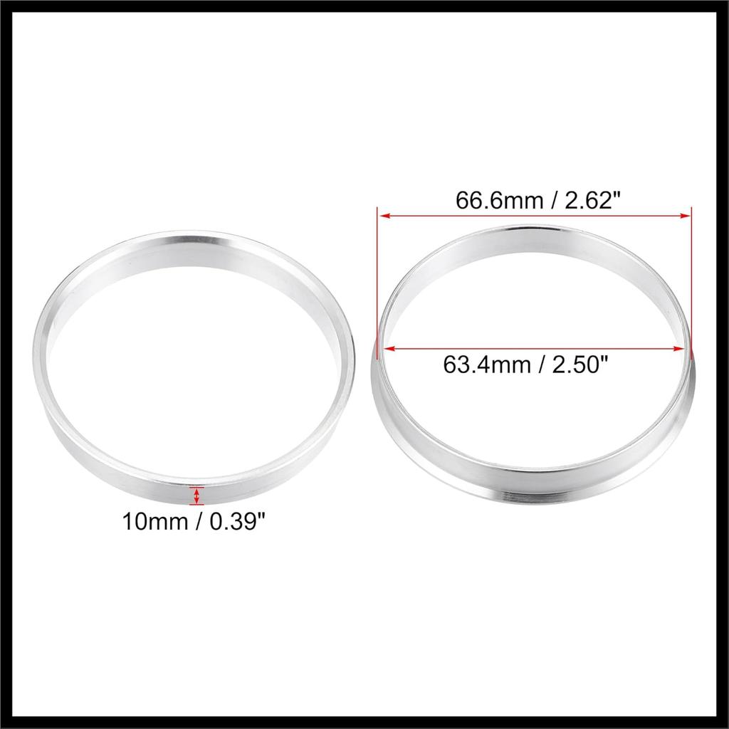 4pcs OD 66.6mm to ID 63.4mm Aluminum Alloy Car Auto Hub Centric Rings Wheel Bore Center Spacer Replacement Durable Material
