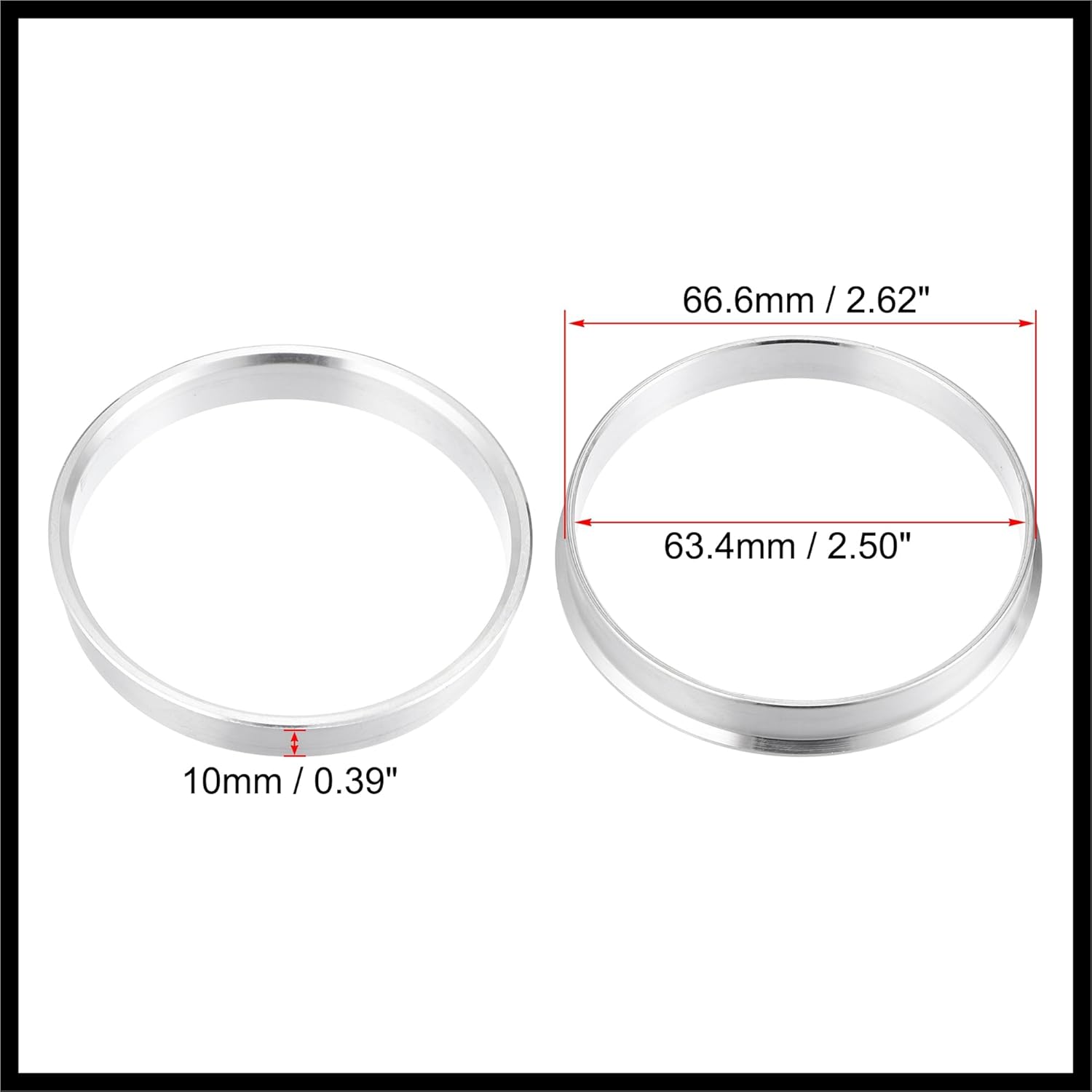 

4pcs OD 66.6mm to ID 63.4mm Aluminum Alloy Car Auto Hub Centric Rings Wheel Bore Center Spacer Replacement Durable Material