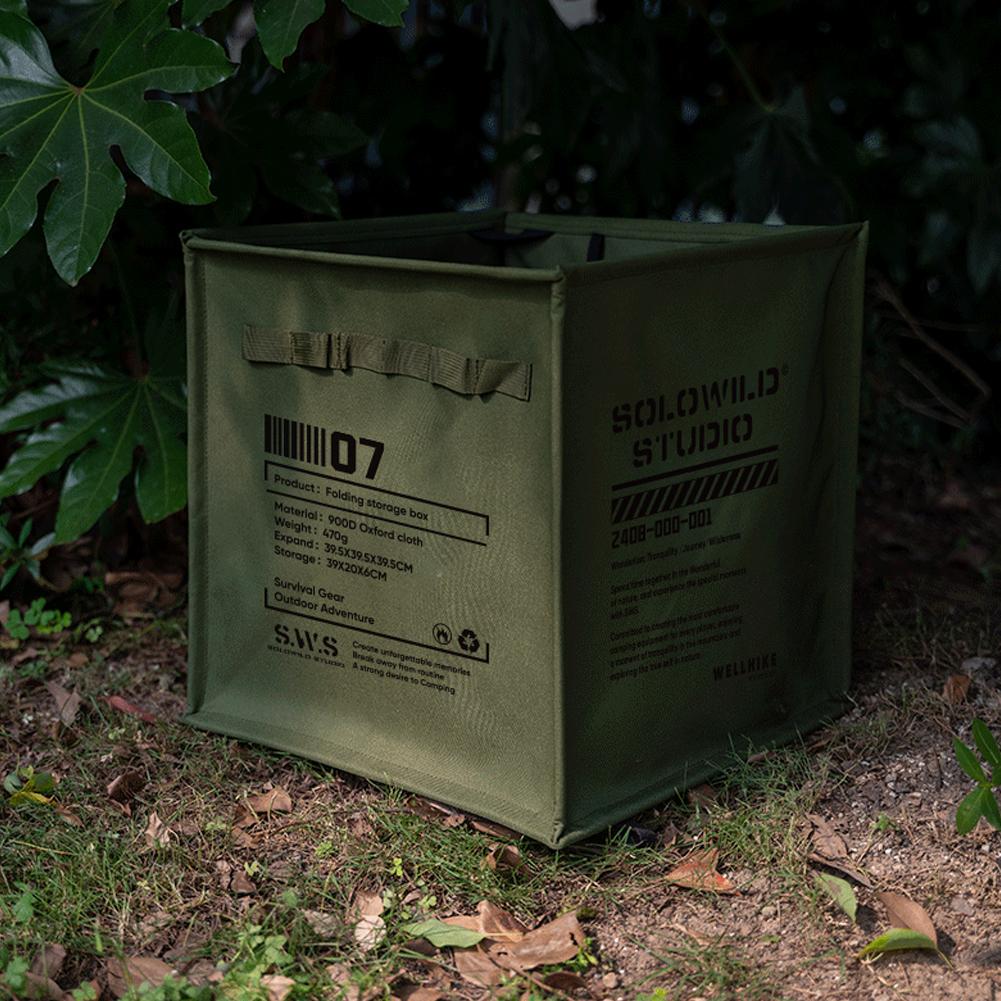 Outdoor Storage Box with Handle Portable Lawn & Leaf Waste Bag Large Capacity Folding Camping Bucket for BBQ Picnic Hiking