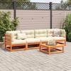 5 Piece Garden Sofa Set with Cushions Wax Brown Pine Wood