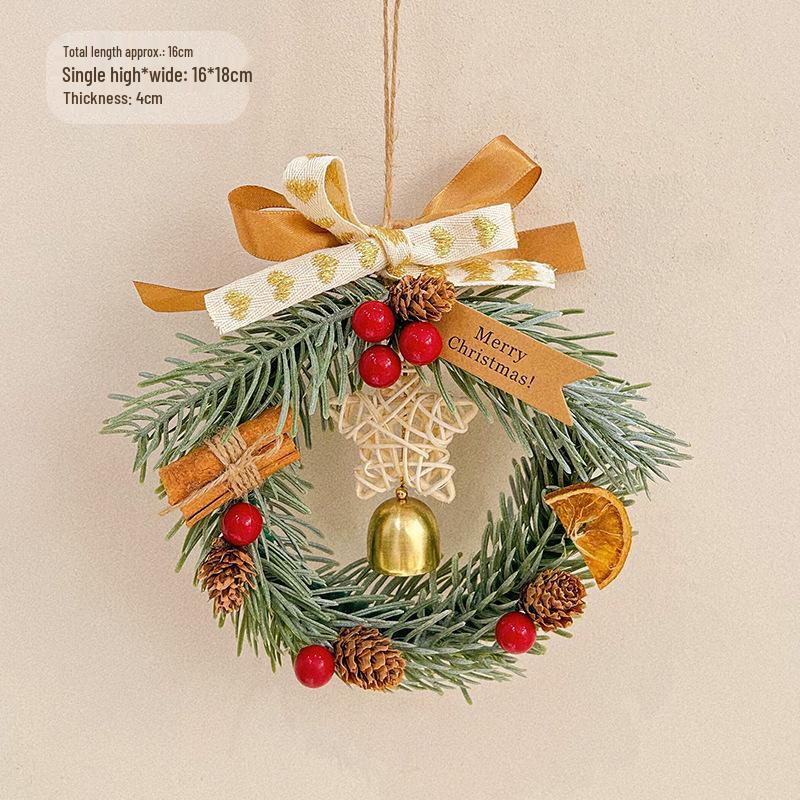 Imitation Noble Mini Christmas Wreath Car Ornament: Festive Window Display Pendant