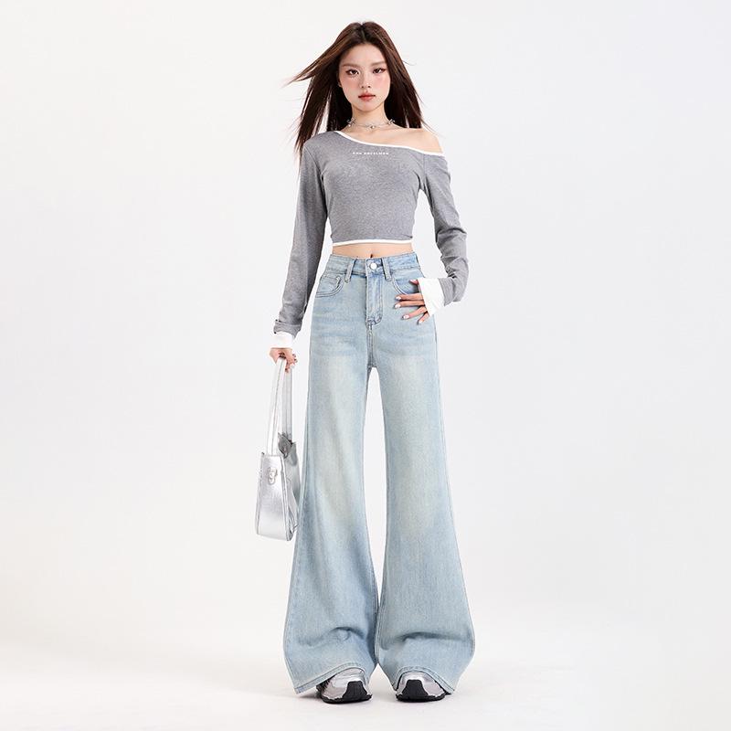 

Women s Light High-Waisted Stretchy Flare Jeans - 2025 Slim-Fit, Versatile, and Figure-Flattering Pants for Autumn/Summer. 3XL светло-синий