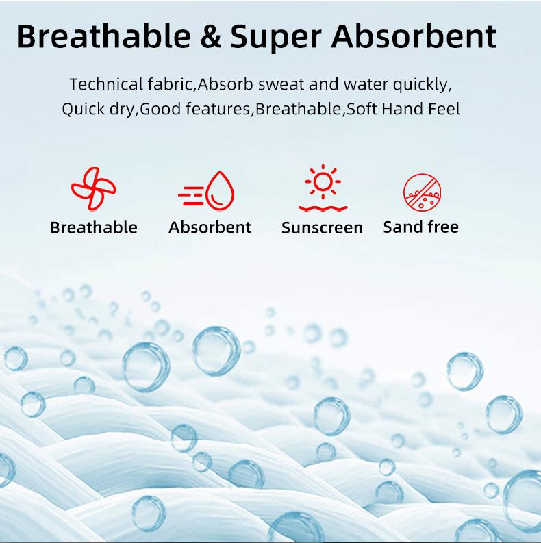 Solid Color Microfiber for Swimming Fitness Outdoor Bathing On for Cross-Border Plain Style with Magnetic Beach Towel
