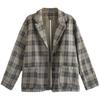 Literary Cotton and Linen Plaid Suit Jacket Women's Spring and Autumn Casual Slim Long-sleeved Short Ladies Small Suit Temperament All-match