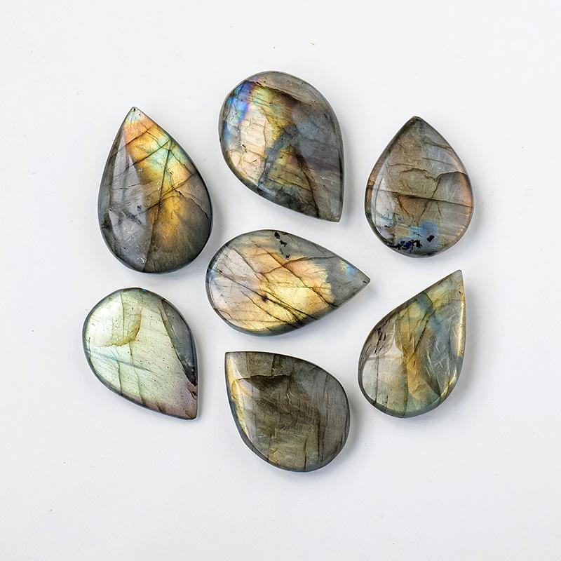 Natural Blue Labradorite Quartz Polished Gemstone Water Drop Ore Moonstone Crystal Palm Stone Home Decoration Healing Gifts