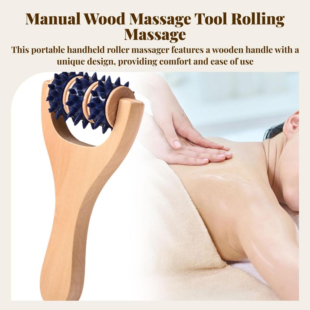 Handheld Body Massage Roller Manual Wooden Tool Portable Rolling Design Multipurpose