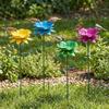 Flower Shape Metal Garden Birdbath Handcrafted Weather Resistant Bird Bath Stake Wavy Curved Petal Rust Resistant