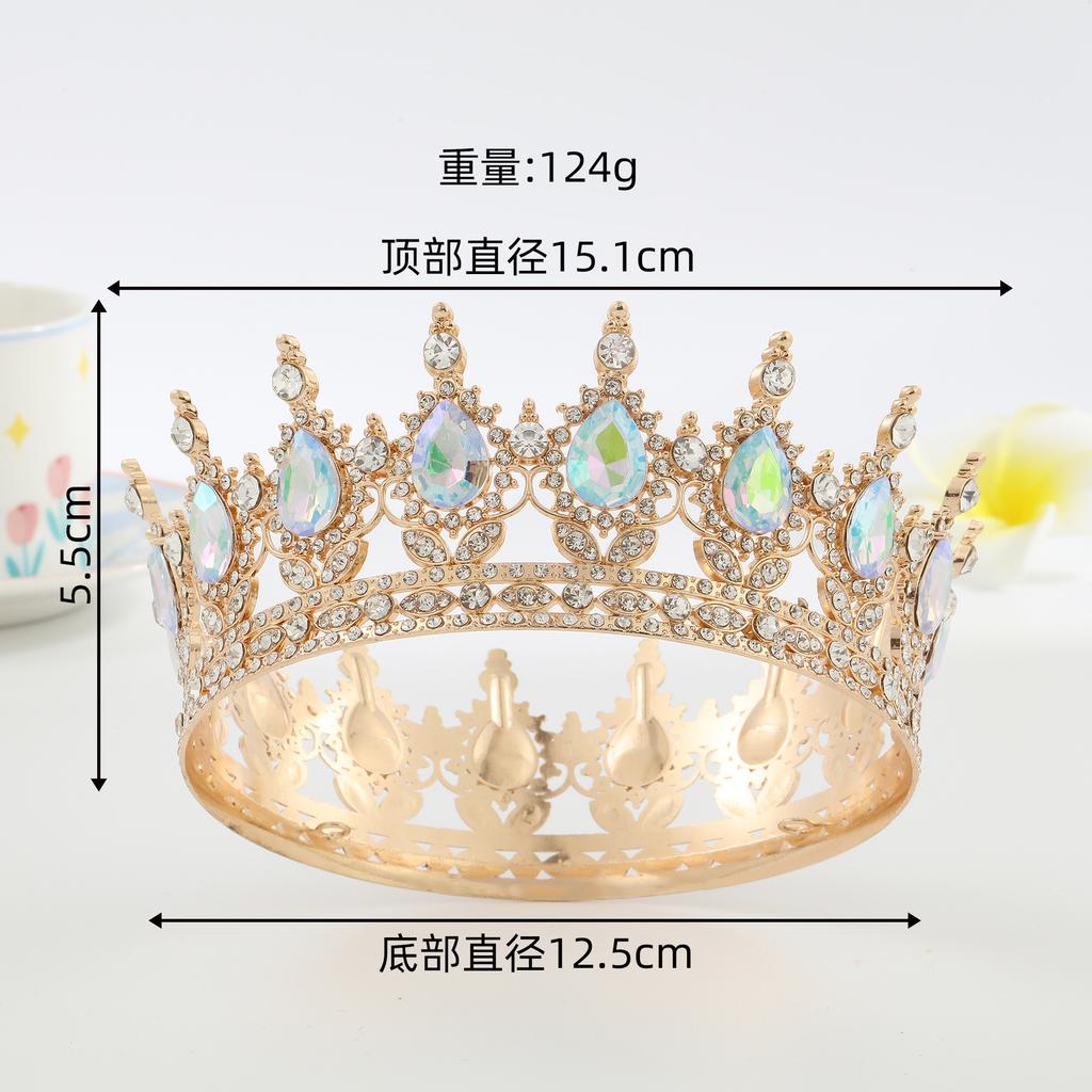 Luxury New Arrival Birthday Party Bridal Performance Crown Princess High-end Wedding Bride Headpiece Round Crown Tiara