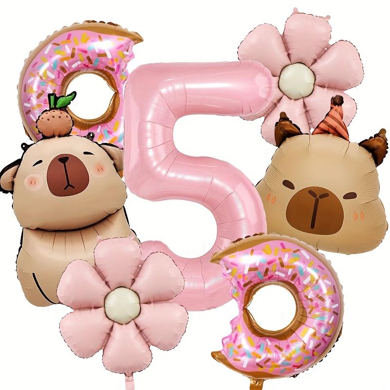 7pcs Capybara Themed Balloon 32 Inch Pink Numbers 1-9 Birthday Balloon Set Children's Party Decoration Birthday Surprise Gifts