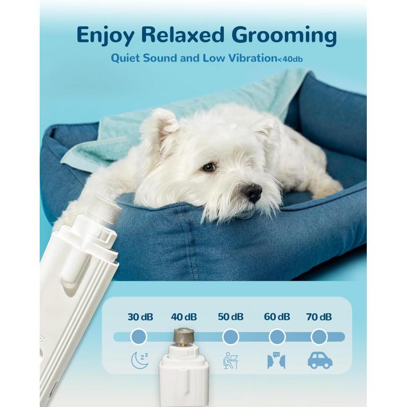 Ultra Quiet USB Rechargeable 2-in-1 Dog Nail Clippers And Grinder with LED Lights And Splash Guard Pet Paw Grooming Tool
