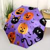 Halloween, Black Cat Theme Automatic Open/Close Fashion Umbrella Creative Design Umbrella, Portable 3 Fold Compact Umbrella for Men & Wome