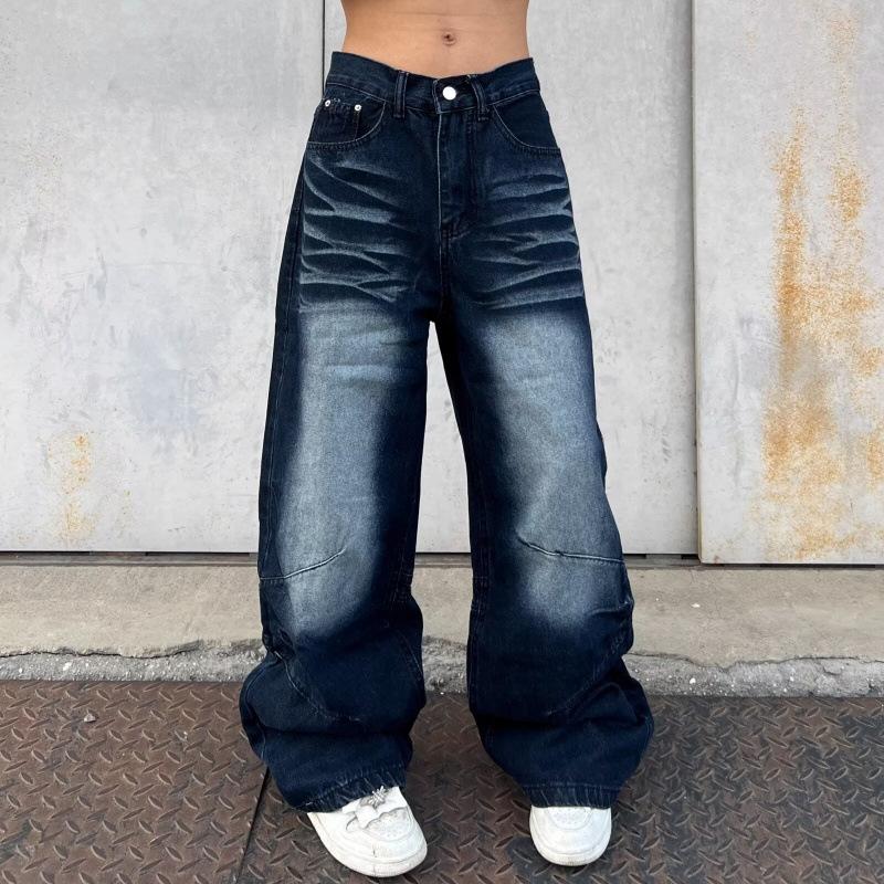 JYL Women s Wide-Leg Jeans Black  Spring American Vintage Denim 3XL бездна