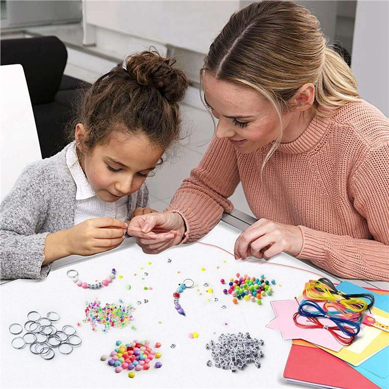 ABKP-1144 Pièces Kits d'Artisanat pour la Fabrication de Porte-clés DIY, Perles Pour la Fabrication de Bijoux Ensemble Fournitures Avec Alphabet Coloré Perles Transparentes