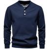 Men's Velvet Long Sleeved Quarter Buttoned Sweatshirt Casual Knit Pullover Baseball Collar