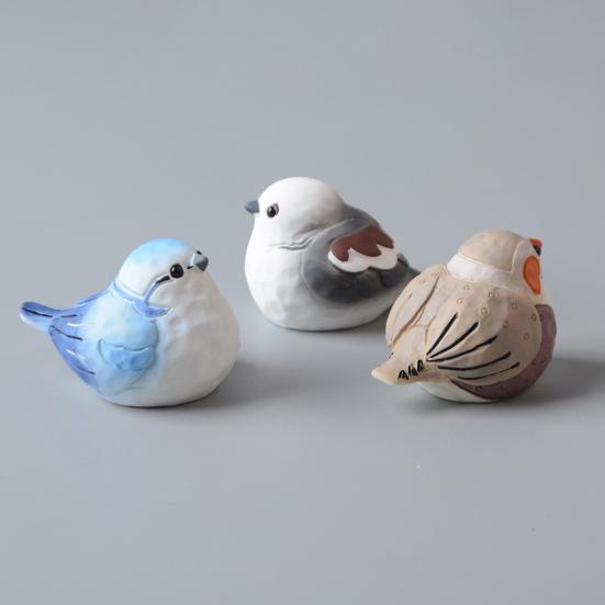 Hand Carved Texture Resin Cute Mini Bird Bird Figurine Small Statue Rustic Farmhouse