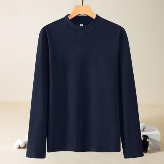 Thermal Shirt Men Women Long Sleeve Round Neck Thickened T-shirt Warm Casual Tee Pullover for Autumn Winter Outdoors Daily Wear