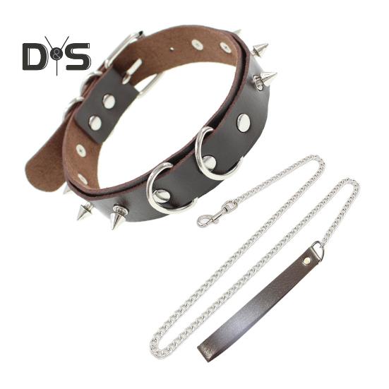 2 Teile/satz Nieten Halskette mit Leine Einstellbare Länge Nieten Dekor Kragen Seil Set Paar Sexy Halskette Erwachsene Erotische Produkte