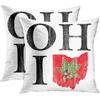 Emvency Set of 2 Throw Pillow Cover Oh Io Vintage Red Buckeye Nut States Decorative Pillow Case Home Decor Square 18 x 18 Inch Pillowcase