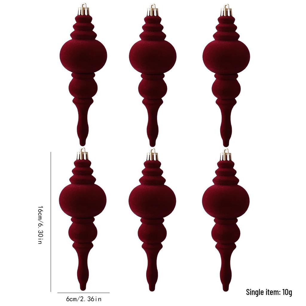 Tapered Flocked Long Strip Christmas Tree Ornaments for DIY & Party Decoration