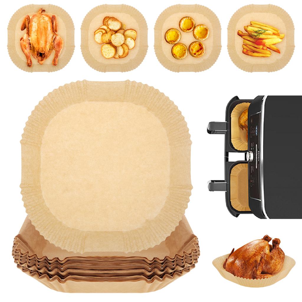 200pcs 5-7QT Air Fryer Paper Liners High Temp Resistant Food Grade Square Disposable Non Stick Microwave Safe Quick Clean