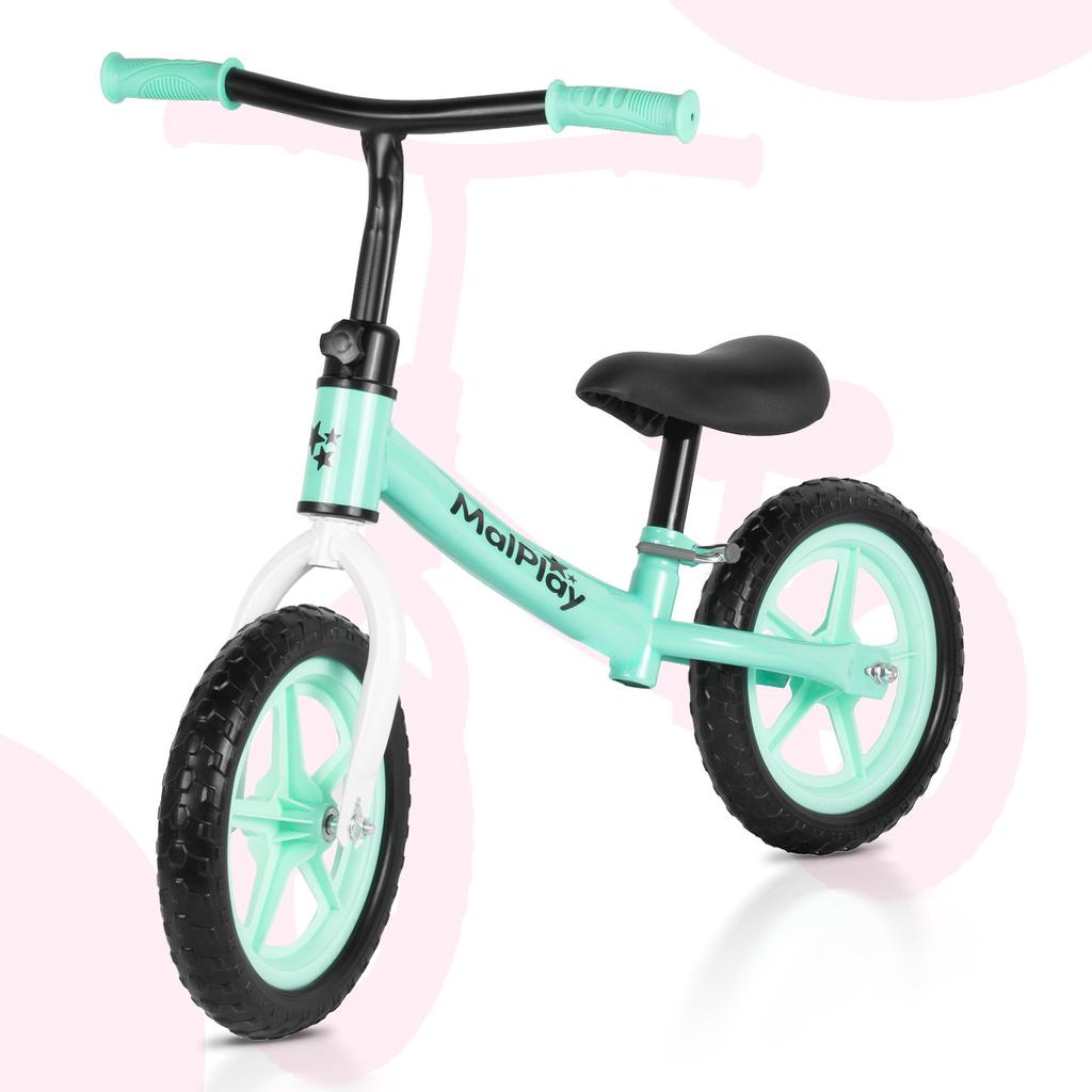 Children'S Balance Bike With Foam Wheels Eva 12" Fliko Turquoise And White