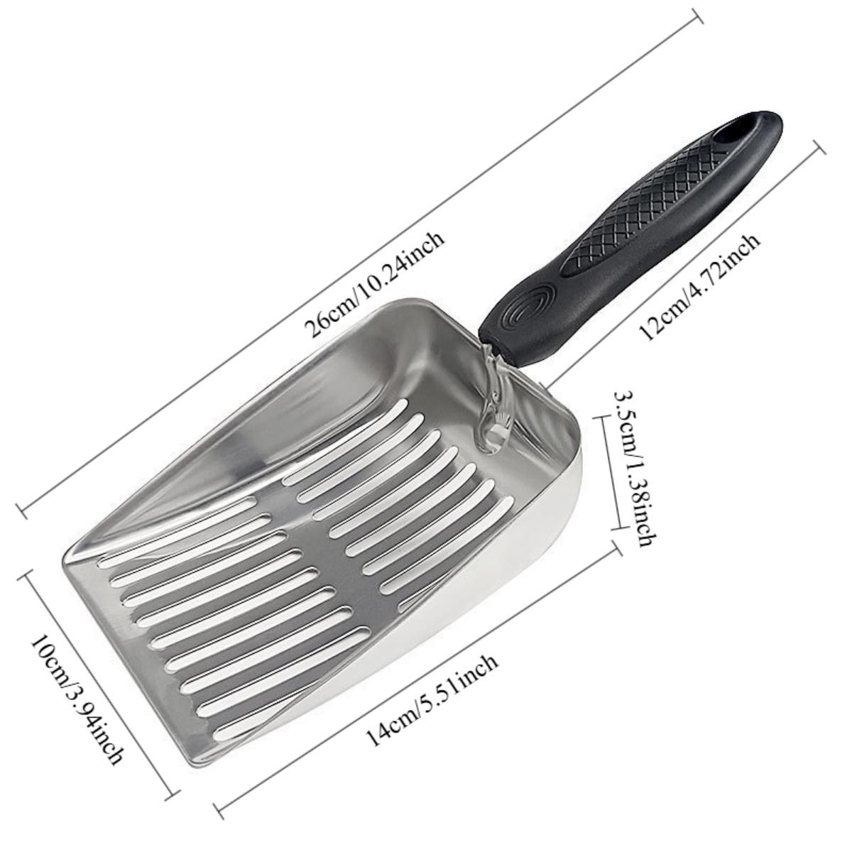 

Совок для кошачьего туалета - металлический средний Совок для кошачьего туалета - прочный сетчатый совок - сетчатая лопата - легко чистить - подходит для кошачьего туалета - светло-черный чёрный
