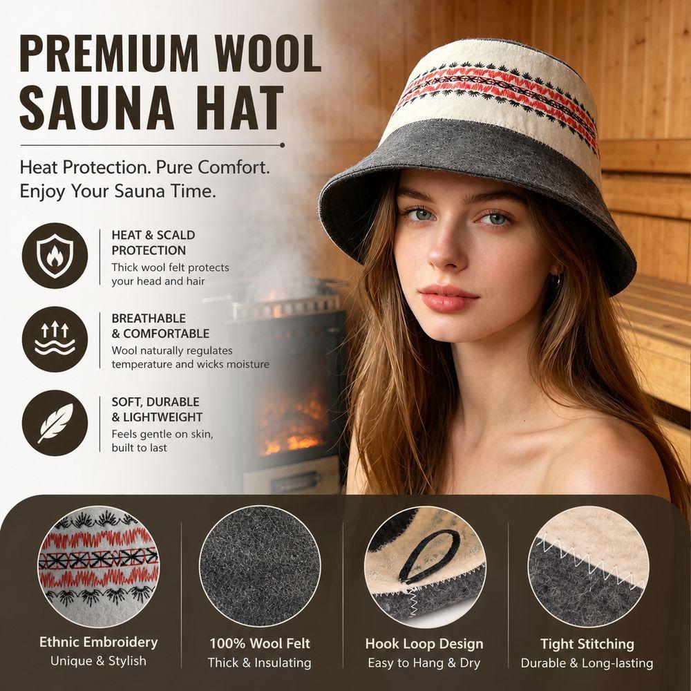 Wool Felt Material Wool Felt Hat Heat Resistant Banya Cap New Sauna Hat  Steam Room Use