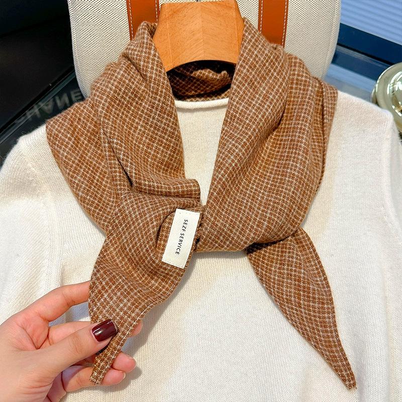 1Pc Acrylic cashmere-like Multi-functional Diamond Shaped Leisure Scarf Versatile Plaid Pattern Solid Color Shawl
