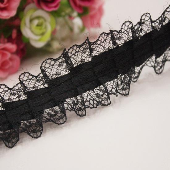 5Meters/lot 4cm Wide Black and White Ribbon Lace Discount Lace DIY Doll Clothing Accessories Decoration Pleated Lace