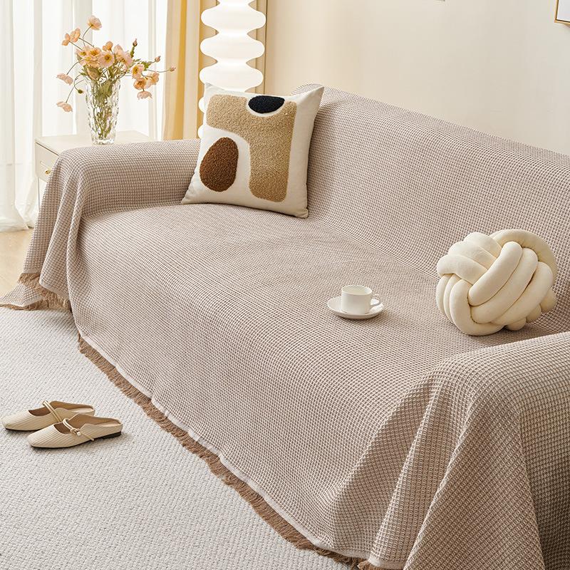Sofa cushion full cover cloth ins cream wind camping blanket sofa cushion cover sofa towel all-inclusive sofa cover for all seasons