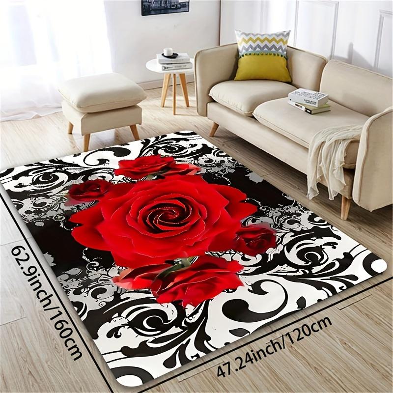 1 piece/8mm thickness JIT rose pattern bathroom rug, kitchen mat, living room rug, bedroom rug, indoor doorway mat, machine washable, entrance door