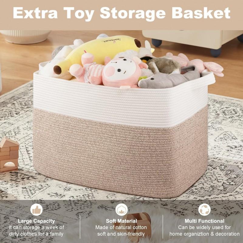 Large Capacity Cotton Rope Storage Basket Laundry Toys Blankets Modern Minimalist Bedroom Organizer