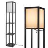Modern Fabric-Covered Floor Lamp with Storage Shelves