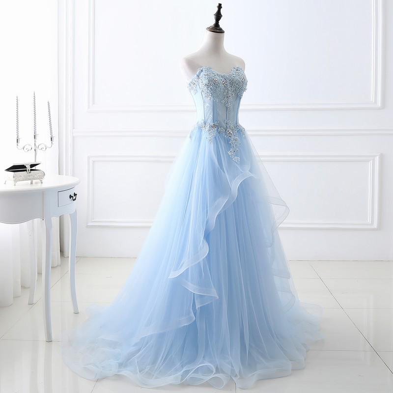 

Elegant Long Evening Gown for Art Exams, Graduations, and Formal Events XL светло-синий