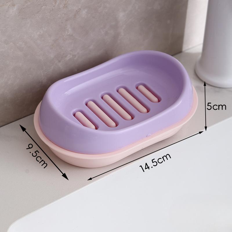 

Милая круглая мыльница для ванной комнаты, пластиковая, простая, двухслойная, с дренажом, для мыла для лица 14.5*9.5*5 фиолетовый