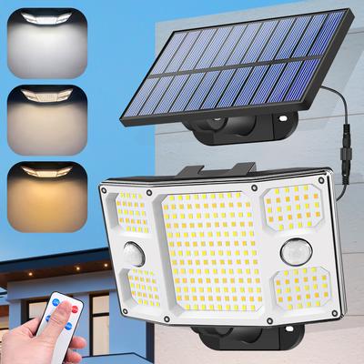 243 LED Solar Sicherheitsleuchte Außen Dualer PIR Bewegungssensor Solarbetriebenes Flutlicht Wasserdicht 3 Modi Schuppen Garage Hof Garten