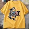 Skull Skeleton Fisherunisex Graphic Print Unisexs Cotton Tshirt Oneckshort Sleeve Tee Tops Vintage Tshirt Casual Tshirts Oversized