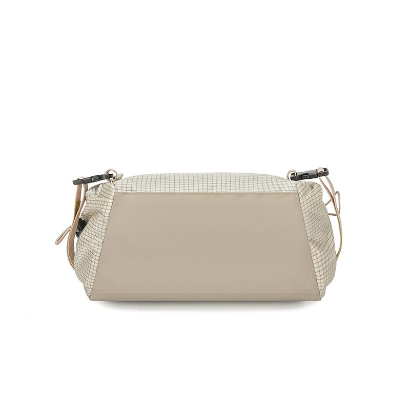Colorblock Nylon Crossbody Bag with Grid Pattern Front Pocket Casual Sling Purse for Daily Travel