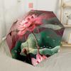 Fantasy Lotus Pond Automatic Umbrella Compact & Durable 8-Rib Design Sturdy Construction Travel Essential Compact Folding Umbrella