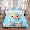 3pcs Anime Cartoon Design Teddy Bear Bedding Set - Includes One Quilt Cover and Two Pillowcases (No Core) - Perfect for Bedroom and Guest Ro