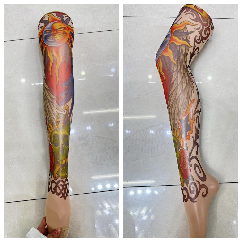 Daifa Temu Floral Leg Tattoo Stockings Tattoo Single Tube Socks Women'S Sexy Printed Leggings Imitation Tattoo Socks