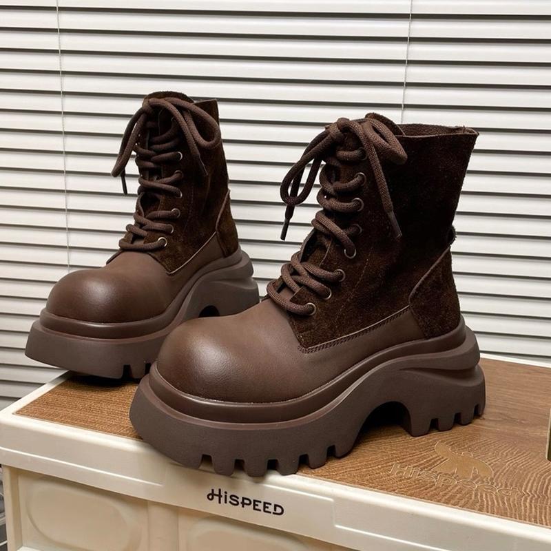 

Platform Women s Ankle Boots High Heels Fashion Winter Shoes Designer Lace Up Sport Sneakers New Motorcycle Mujer De Botas 40