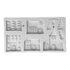 Silicone Mold Gray Christmas Tree Castle Hut Cake Embossing Fondant Decoration Mould