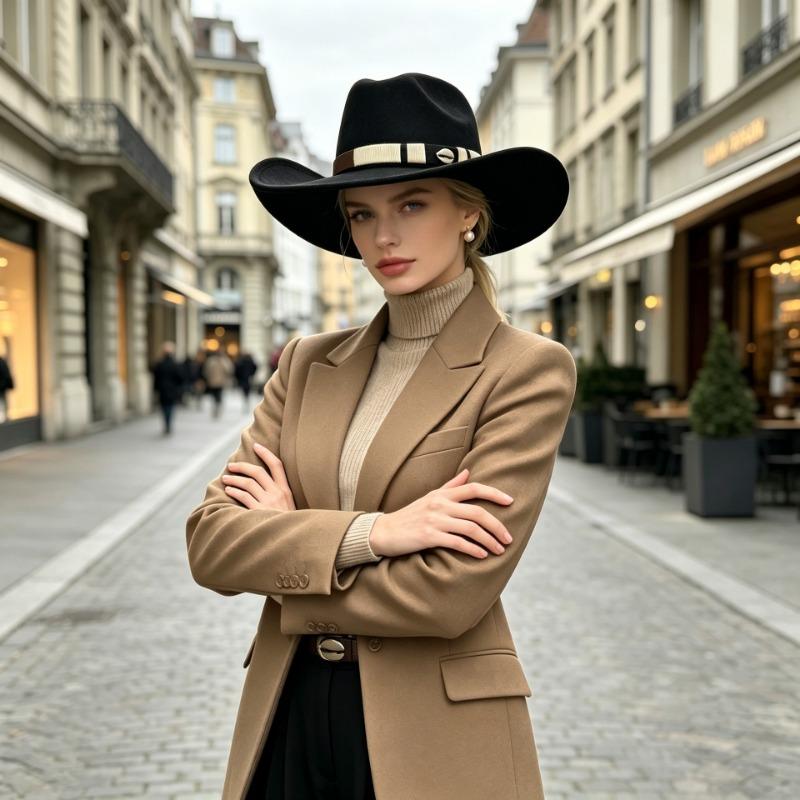 Women S Retro Style Large Brim Adjustable Solid Color Hat