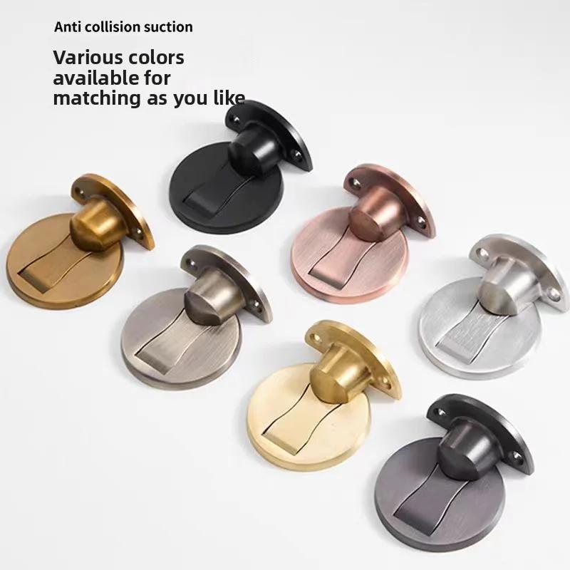 Punch-Free Invisible Magnetic Door Stopper: Stainless Steel Windproof Mechanical Self-Locking Door Stop for Home Safety