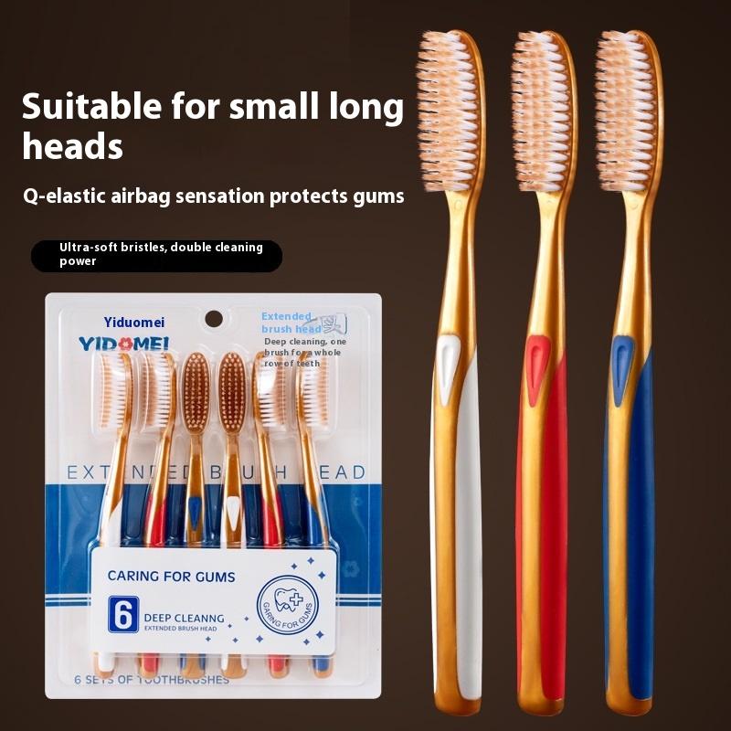 6PCS High End Big Head Long Handle Toothbrush, Efficient Cleaning, Family Set