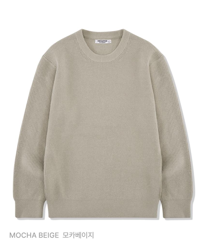 UNTAPPED STUDIO [Set] Viscose Hacci Collar Cardigan + Round Neck Knit