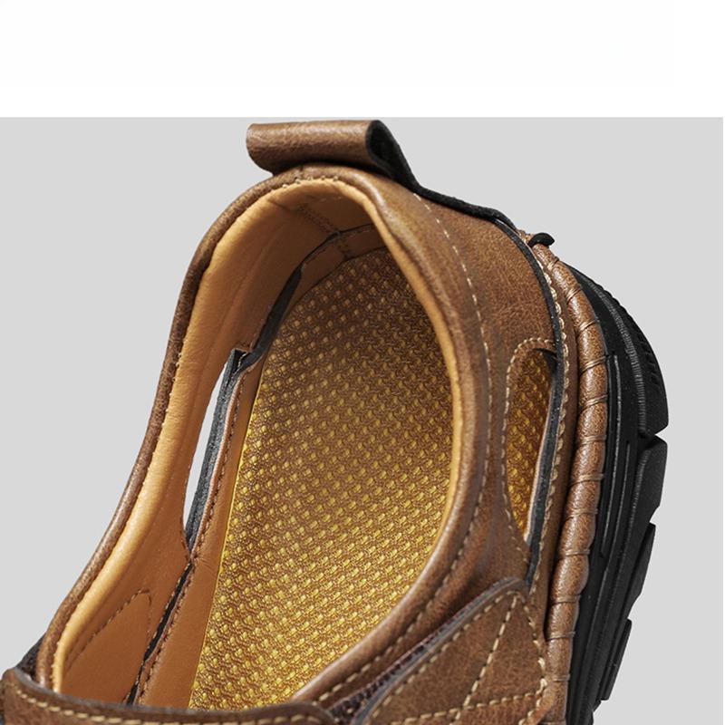 Sandali Uomo Intagliati in Pelle con Suola Spessa Scarpe da Spiaggia Antiscivolo Sandali Artigianali Versatili Scarpe Basse da Uomo Scarpe Estive da Esterno