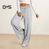 Women Sweatpants Elastic Mid-rise Adjustable Drawstring Straight Wide Leg Jogger Athletic Pants with Pockets Loose Fit Yoga Trousers